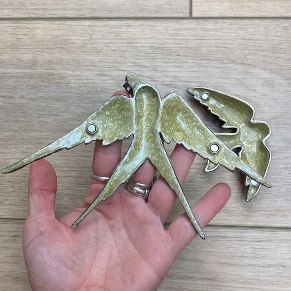 Enamel Swallow Lidded Trinket Box - Picture 8 of 11